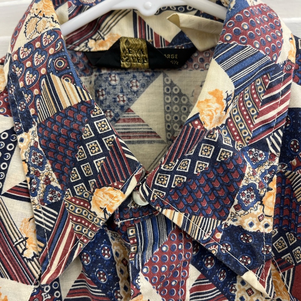 Vintage Sears Western Wear Pearl Snap Short Sleeve Geometric Casual Shirt 16.5 L - Picture 4 of 10